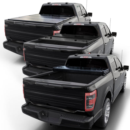 Hard Trifold Truck Bed Tonneau Cover |CFHT004| Fits 2014-2018 Chevy Silverado/GMC Sierra 6'5" Bed (78.8")