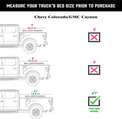 Hard Trifold Truck Bed Tonneau Cover |CFHT007| Fits 2015-2024 GMC Cayon/Chevy Colorado 6' 1" Bed (72.8")