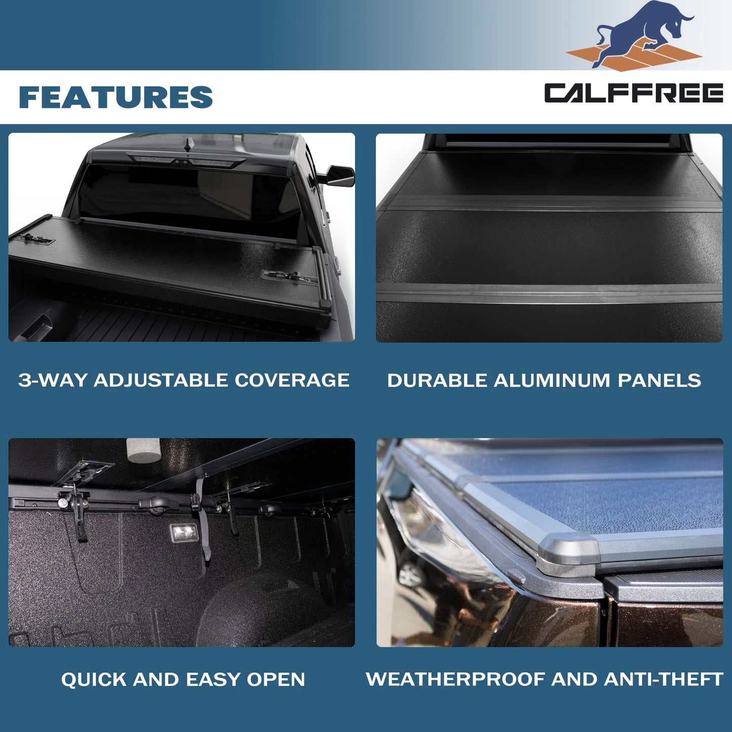 Hard Trifold Truck Bed Tonneau Cover |CFHT007| Fits 2015-2024 GMC Cayon/Chevy Colorado 6' 1" Bed (72.8")