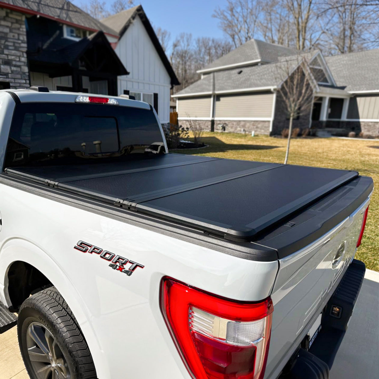 Hard Trifold Truck Bed Tonneau Cover |CFHT016 | Fits 2015-2025 Ford F150 | F150 Lightning 5'5"Bed (66")