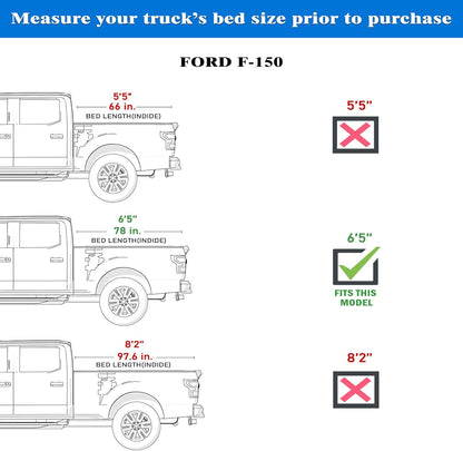 Hard Trifold Truck Bed Tonneau Cover |CFHT017| Fits 2015-2025 Ford F150 6'5" Bed (78")