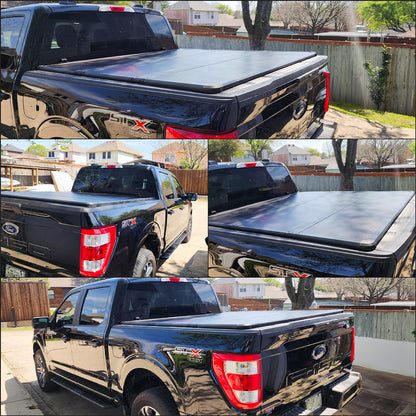 Hard Trifold Truck Bed Tonneau Cover |CFHT017| Fits 2015-2025 Ford F150 6'5" Bed (78")