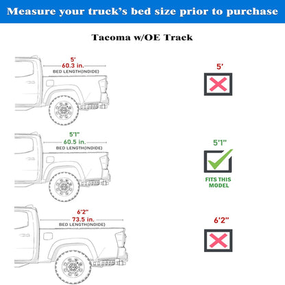 Hard Trifold Truck Bed Tonneau Cover |CFHT021| Fits 2016-2025 Toyota Tacoma w/OE Track System 5' 1" Bed (60.5")