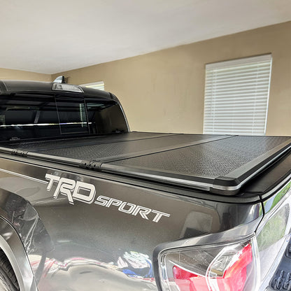 Hard Trifold Truck Bed Tonneau Cover |CFHT021| Fits 2016-2025 Toyota Tacoma w/OE Track System 5' 1" Bed (60.5")