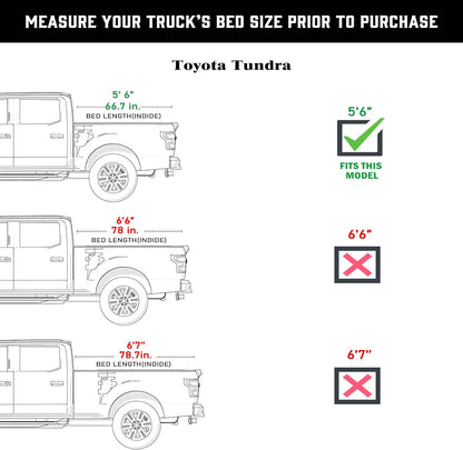 Hard Trifold Truck Bed Tonneau Cover |CFHT026| Fits 2007-2021 Toyota Tundra 5'6" Bed (66.7”)