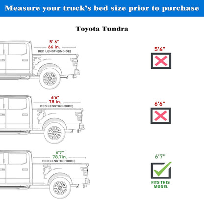 Hard Trifold Truck Bed Tonneau Cover |CFHT027| Fits 2007-2021 Toyota Tundra 6' 7" Bed (78.7")