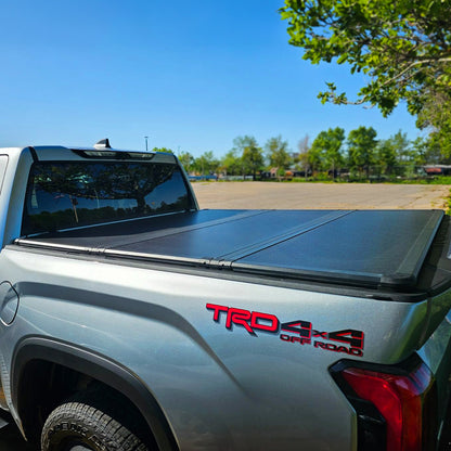 Hard Trifold Truck Bed Tonneau Cover |CFHT027| Fits 2007-2021 Toyota Tundra 6' 7" Bed (78.7")