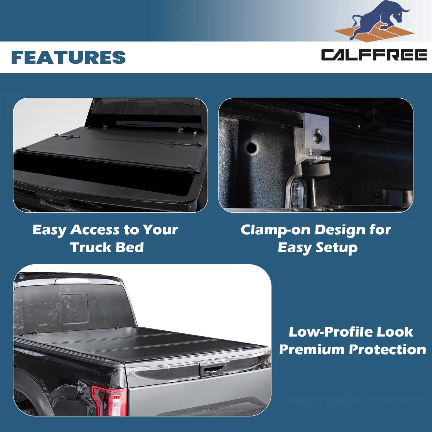 Ford F-150 2015-2025 Calffree Low Profile Hard Trifold Truck Bed Tonneau Cover