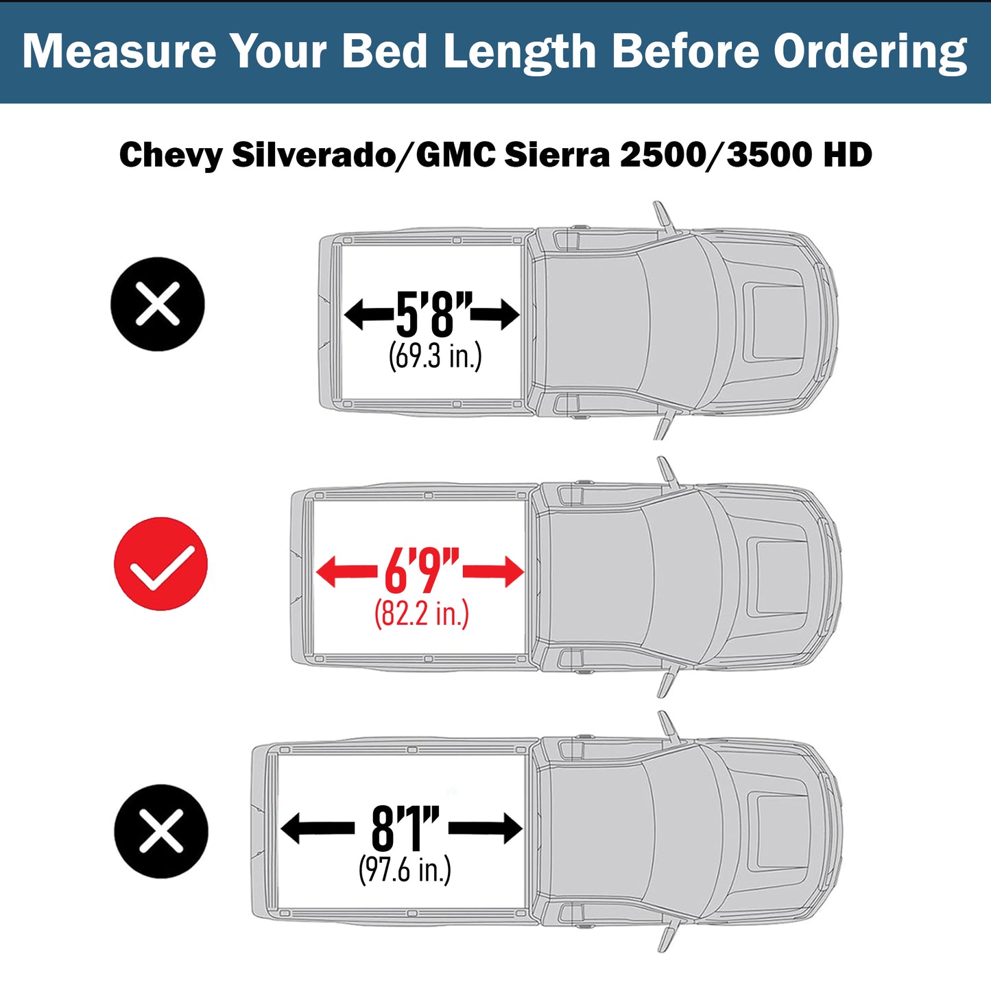 Chevy Silverado/GMC Sierra 2500/3500 HD New Body Style 2020-2025 Calffree Low Profile Hard Trifold Truck Bed Tonneau Cover 6.9FT Bed 82.2"