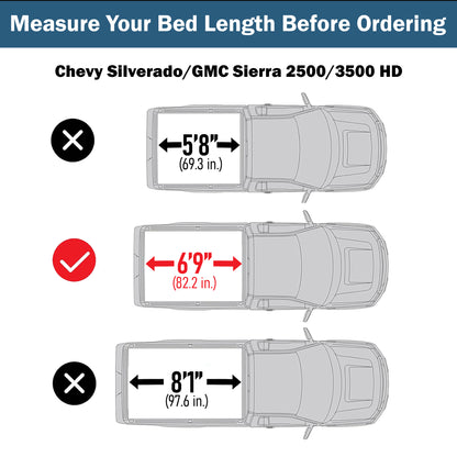 Chevy Silverado/GMC Sierra 2500/3500 HD New Body Style 2020-2025 Calffree Low Profile Hard Trifold Truck Bed Tonneau Cover 6.9FT Bed 82.2"